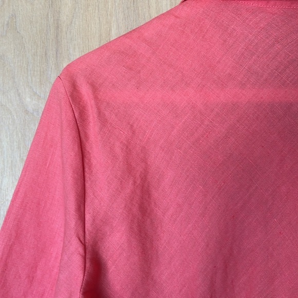 EDWARD 100% Irish Linen Coral Color 3/4 Sleeve Blouse Women’s Large - Picture 7 of 9